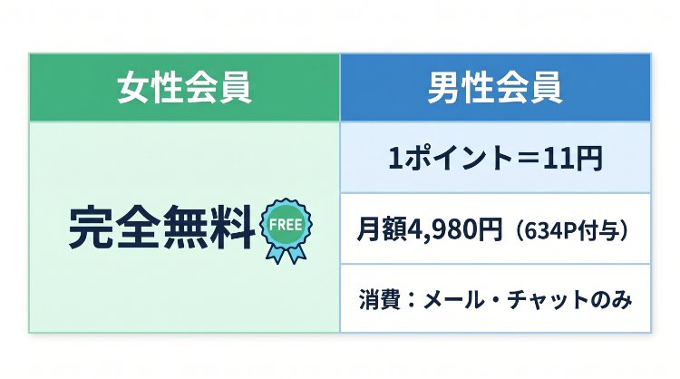 デジカフェの料金プラン比較表（女性無料・男性ポイント制・月額プラン）